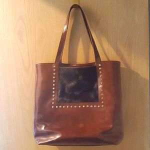 Varriale XL Tote Bag, Brown, Genuine Leather.